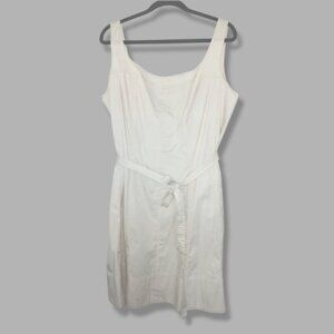 Talbots Shift Midi Dress Stretch Fit & Flare Tie Waist Hidden Back Zip Tan 18W